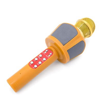 Караоке микрофон беспроводной WS-1816, золотой с подсветкой-4