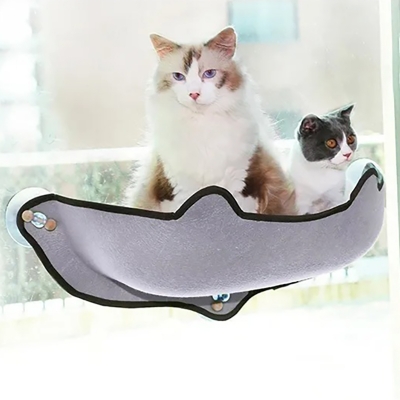 Гамак-лежанка подвесная для кошек на окно (на присосках) IZZI зеленая-3